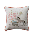 Cotton Printed Pillow w Pom Pom Trim, 2 Images, 2 Sayings