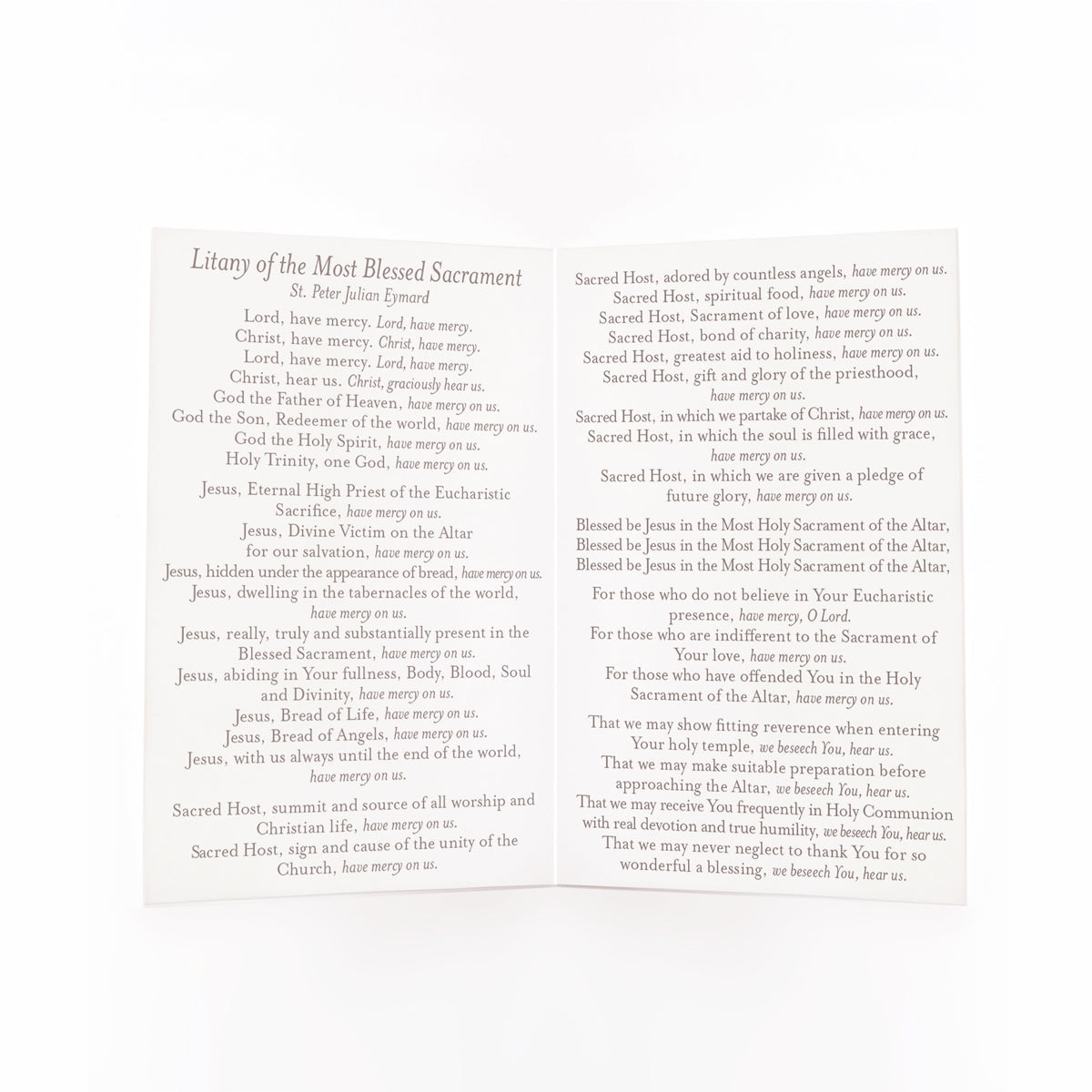 Litany of the Most Blessed Sacrament