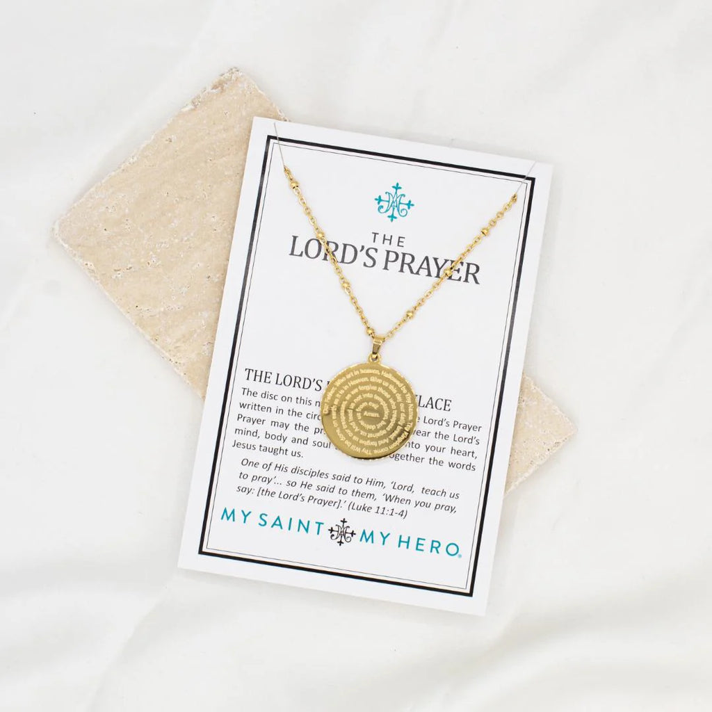 Our Father Prayer Necklace Gold