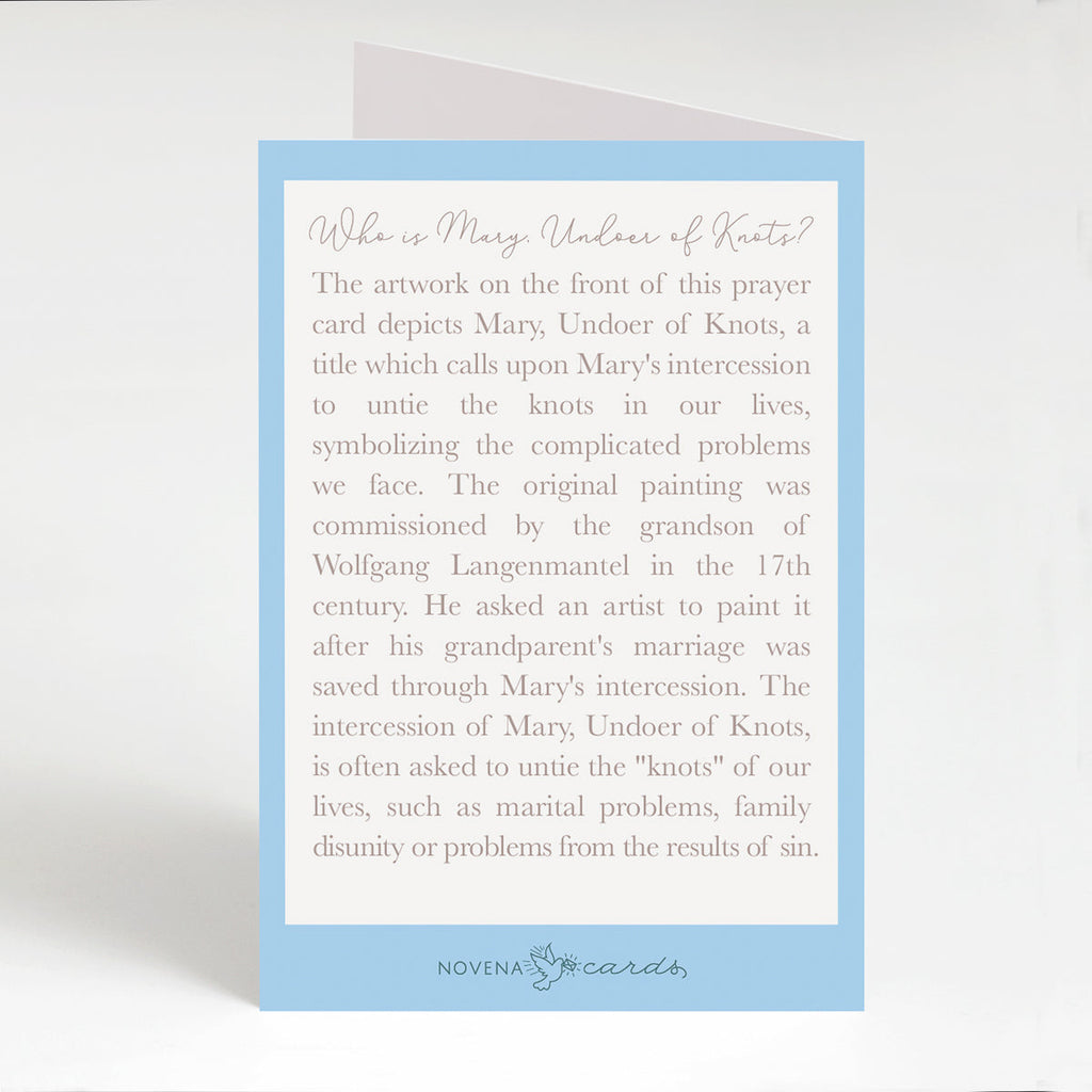 Mary, Undoer of Knots Prayer Card | Blue