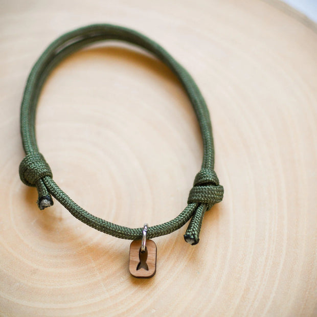 Olive Paracord Symbols Bracelet Fish
