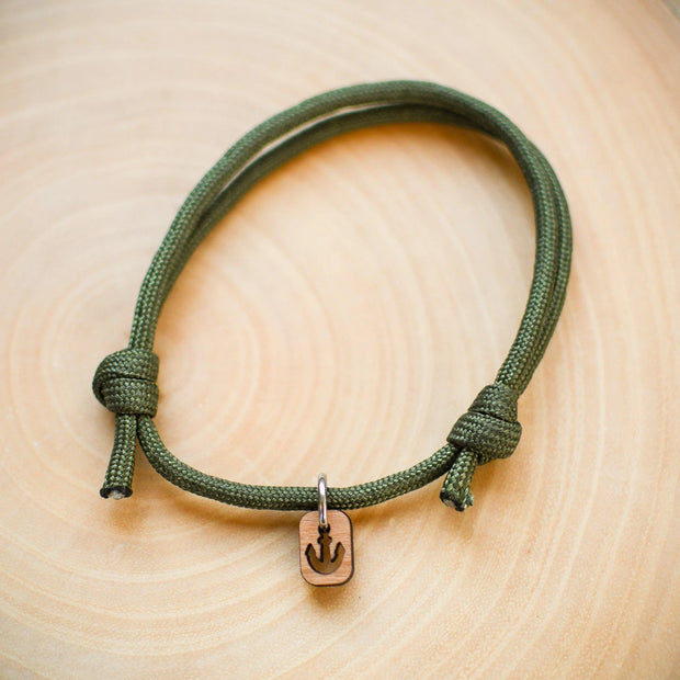 Olive Paracord Symbols Bracelet Anchor