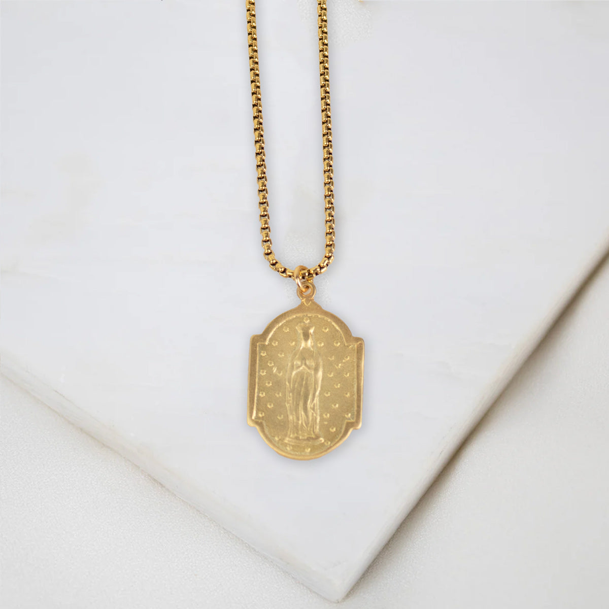 Our Lady of Abundance Necklace 24" + 1" Gold