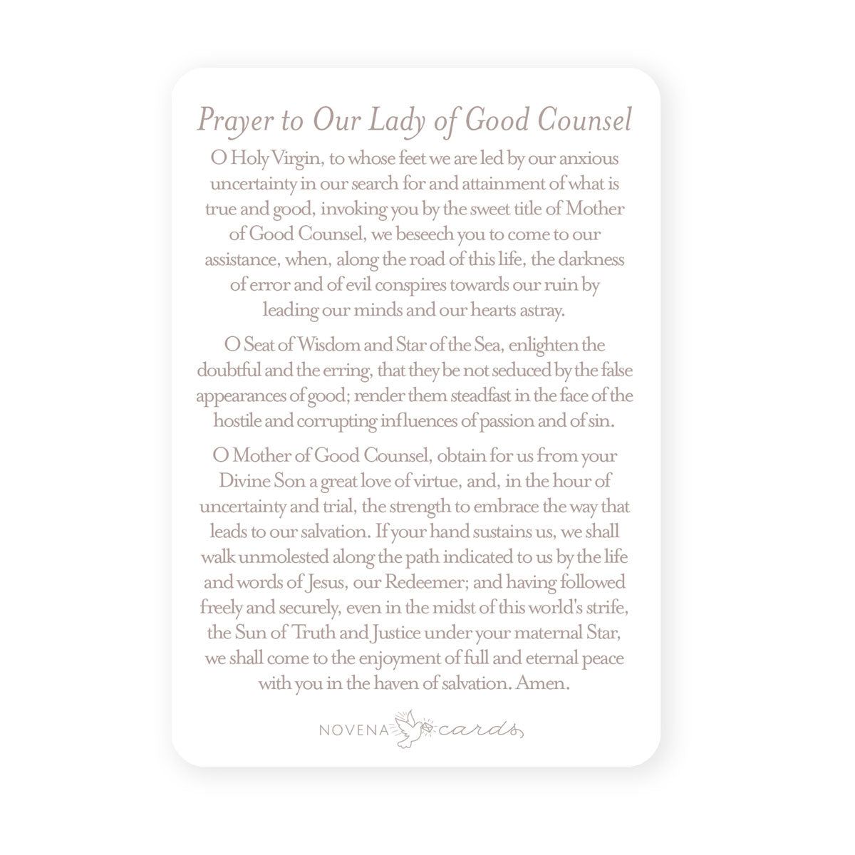 Our Lady of Good Counsel Prayer Card | Pink