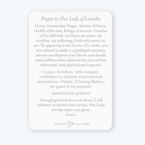 Our Lady of Lourdes Prayer Card | Blue