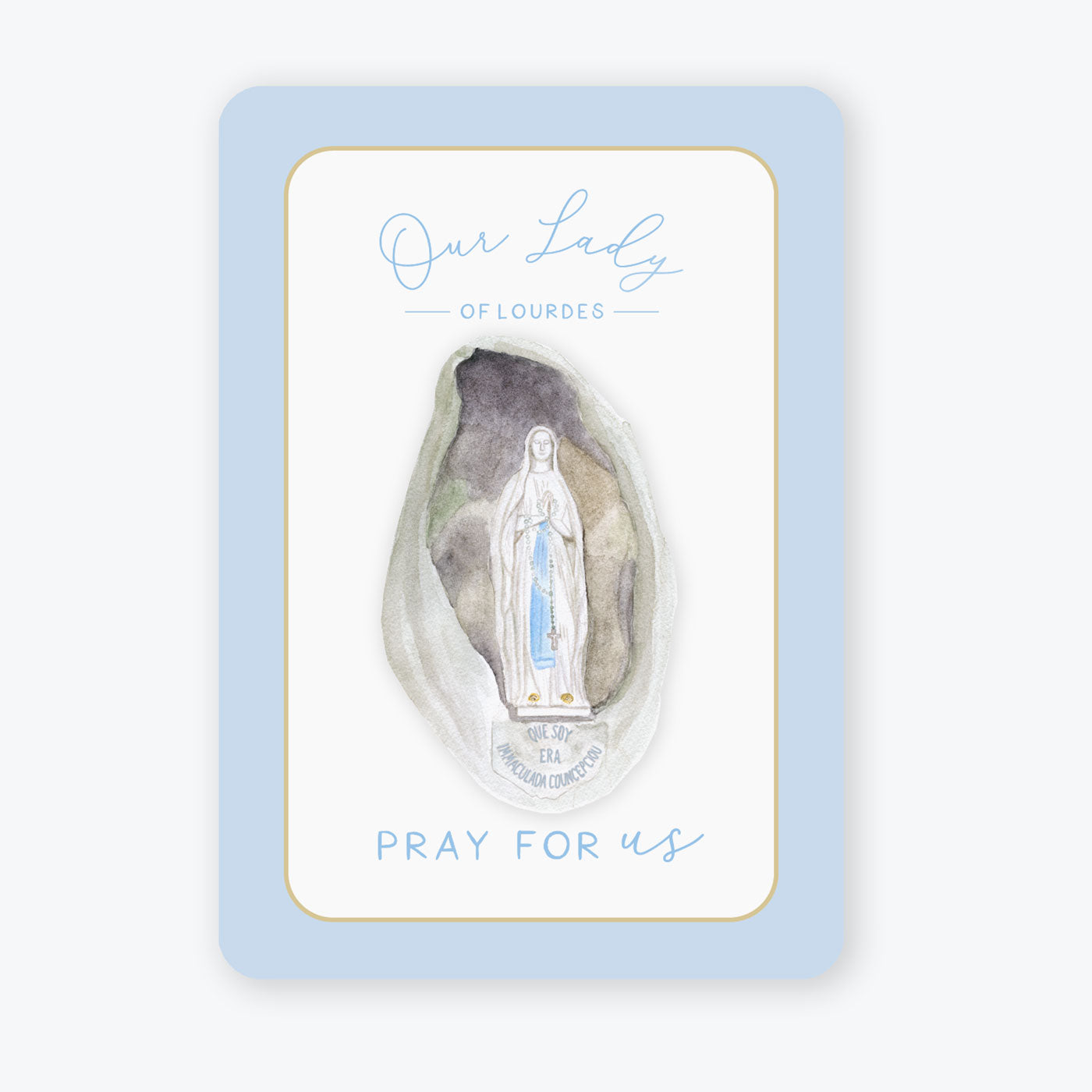 Our Lady of Lourdes Prayer Card | Blue