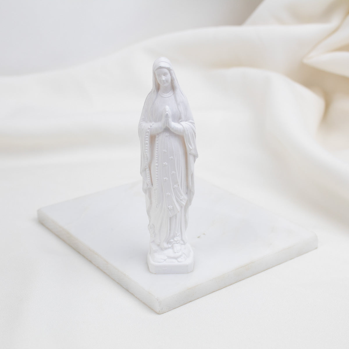 White Our Lady of Lourdes Statue 4.75"