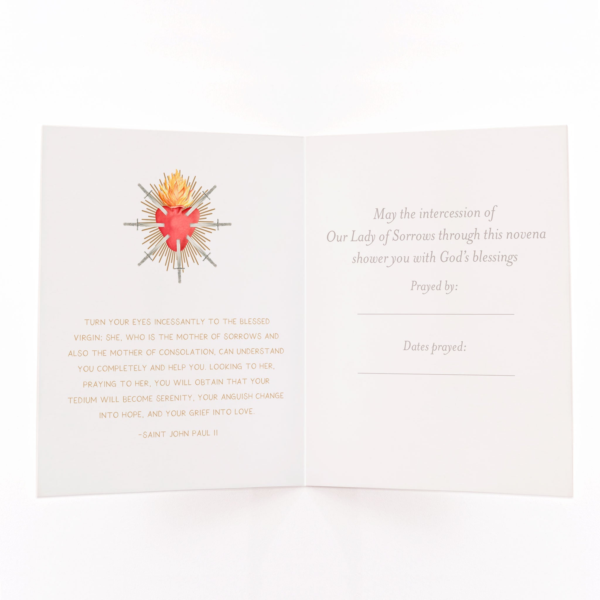 Our Lady of Sorrows Novena Card | Mint Green