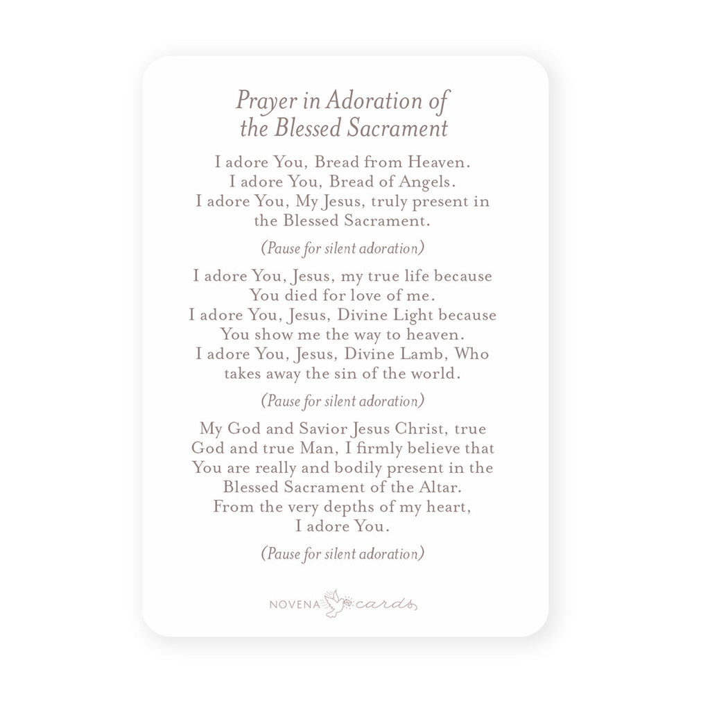 Prayer in Adoration of the Blessed Sacrament Prayer Card | Mint Green