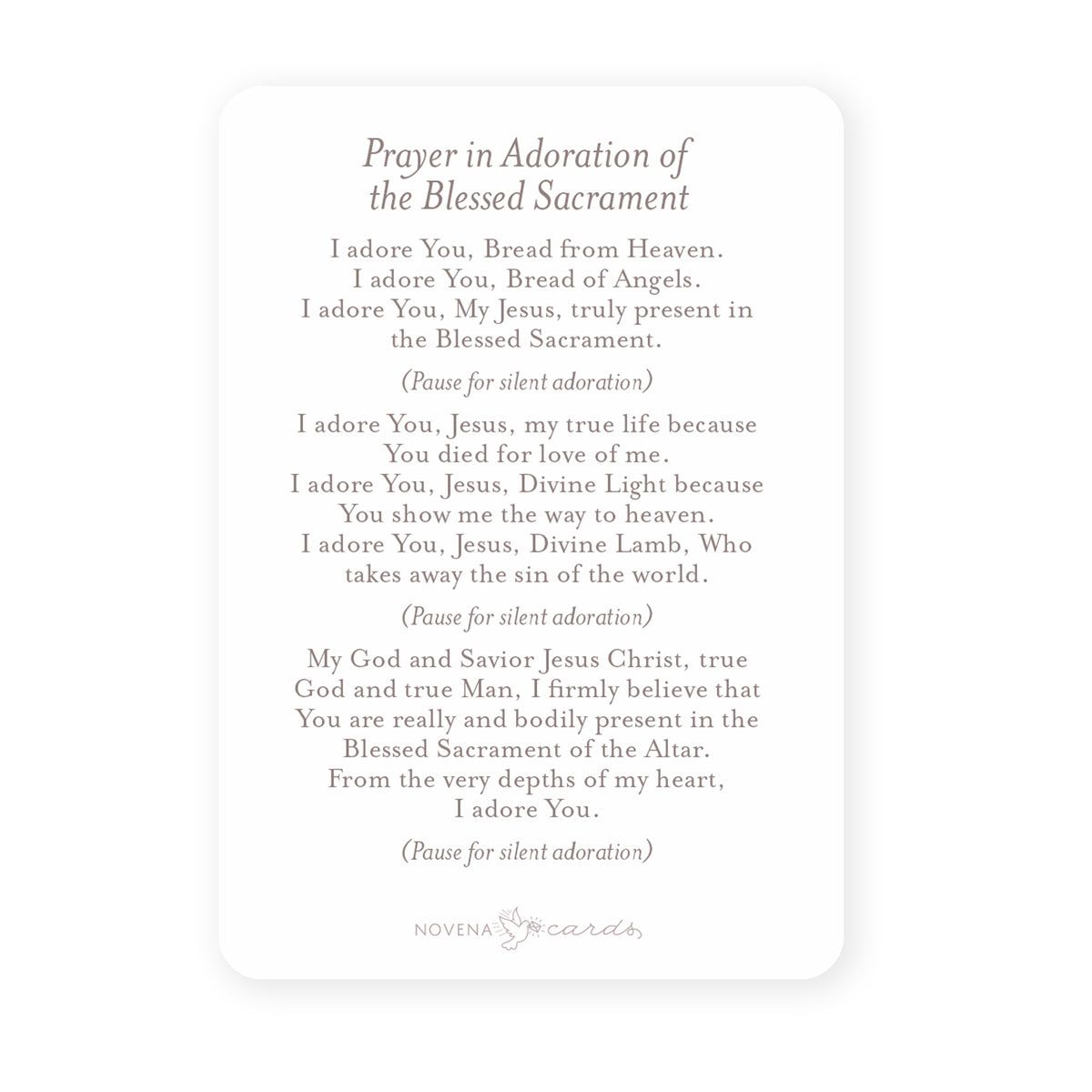 Prayer in Adoration of the Blessed Sacrament Prayer Card | Mint Green