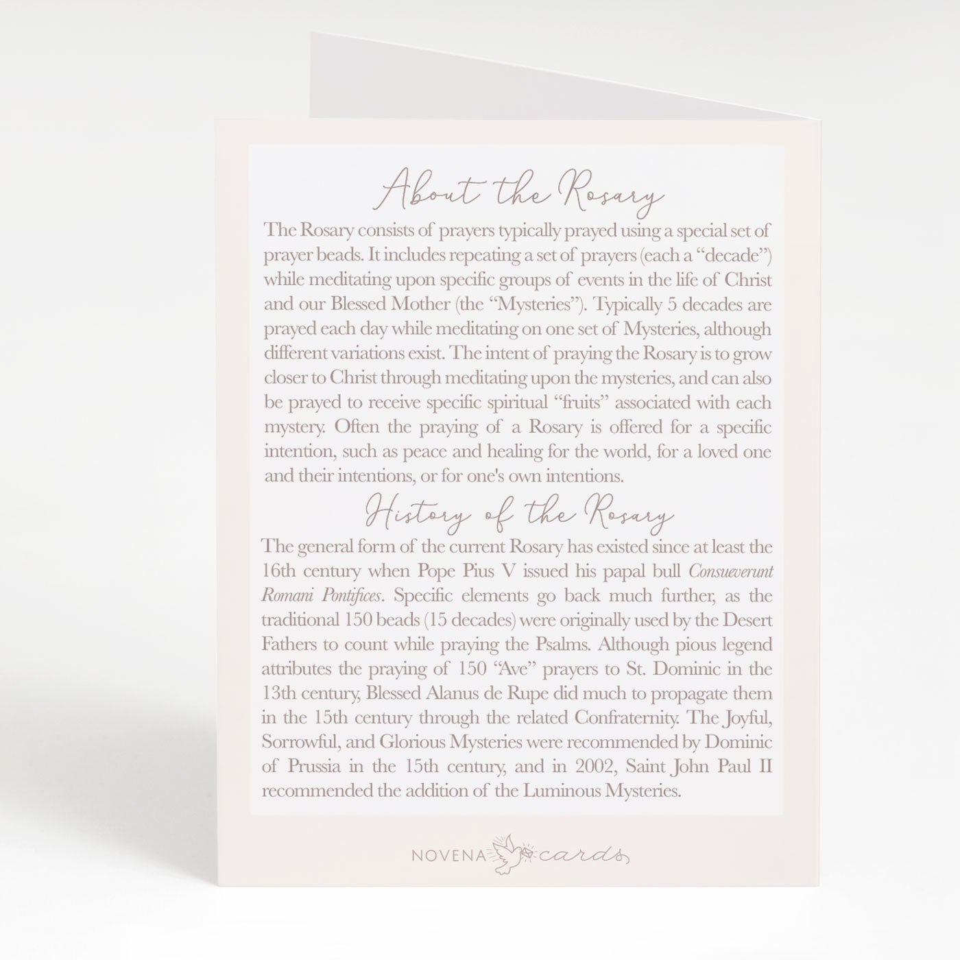 Rosary Card | Anniversary Heart | Wedding Anniversary | Beige