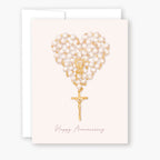 Rosary Card | Anniversary Heart | Wedding Anniversary | Beige