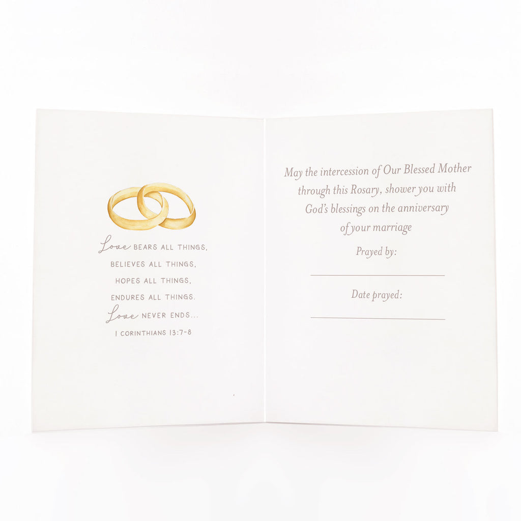 Rosary Card | Anniversary Heart | Wedding Anniversary | Beige