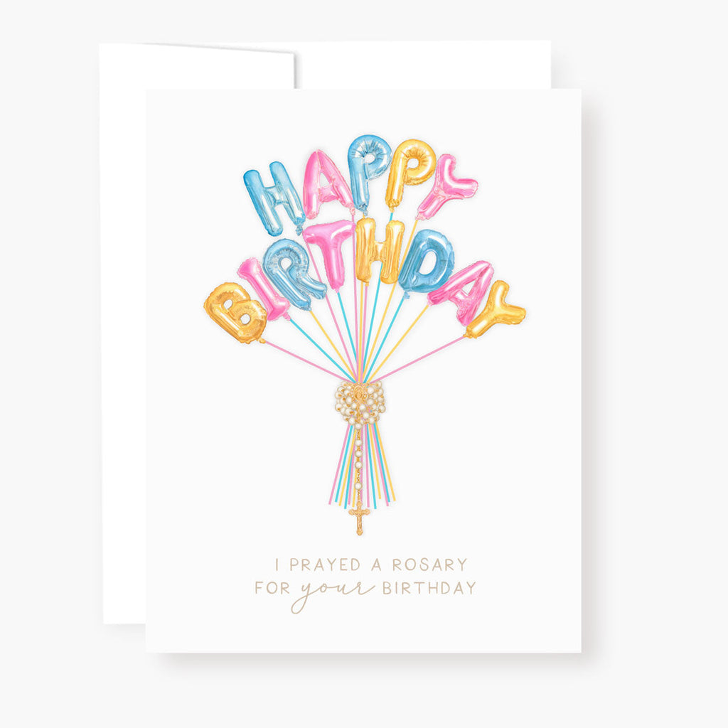 Rosary Card | Colorful Birthday Balloons | Birthday