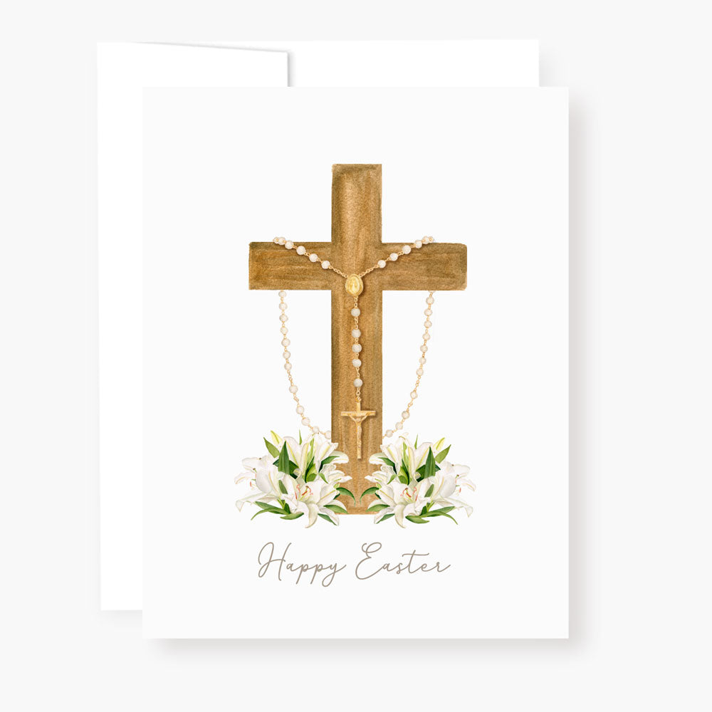Rosary Card | Easter | Wooden Cross - Single Card