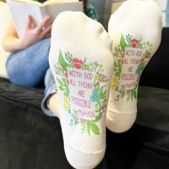 Matthew 19:26 Women's Ankle Sock - Standing on the Word