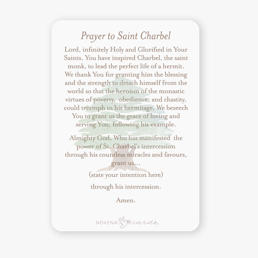 St. Charbel Prayer Card | Beige
