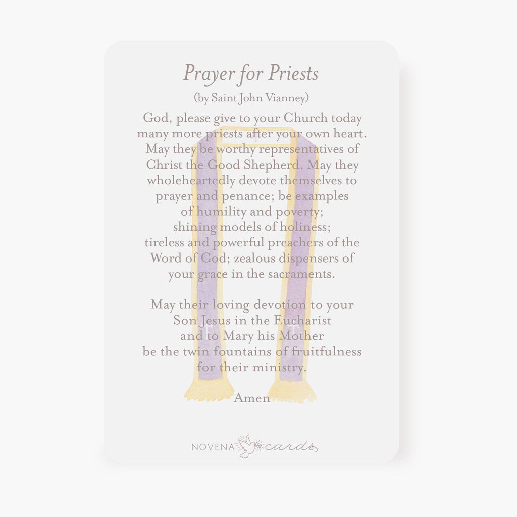 St. John Vianney Prayer Card | Beige | Prayer for Priests - Single Card