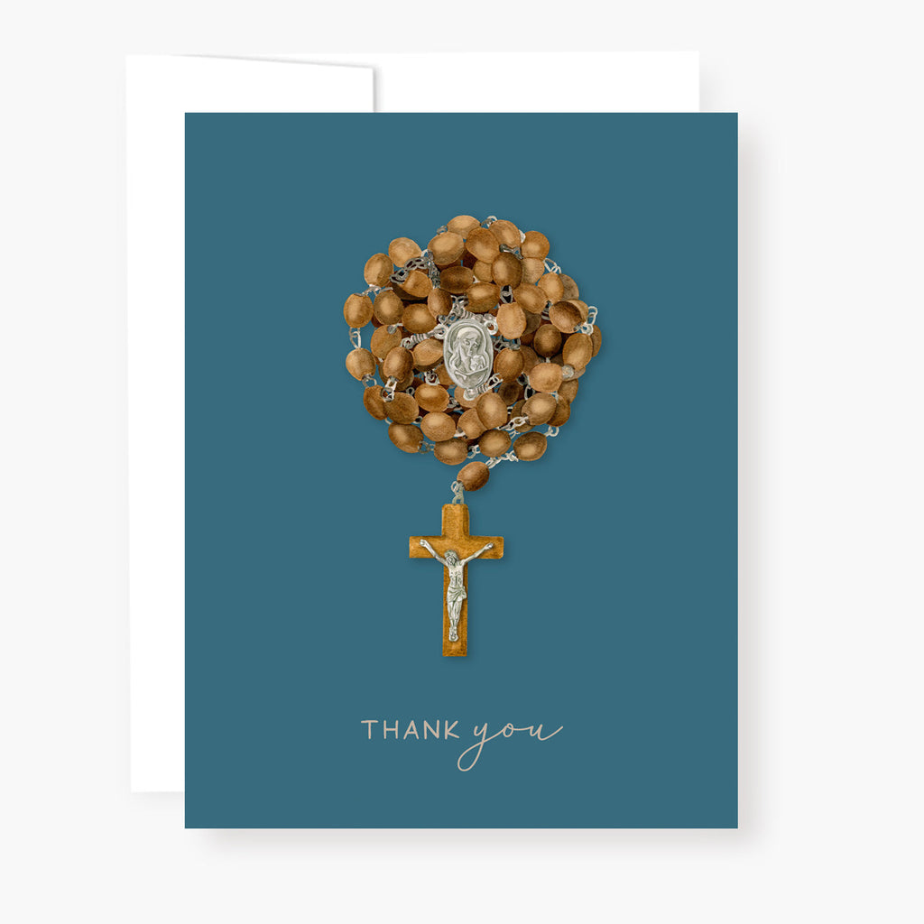 Rosary Card | Wooden Rosary | Teal | Thank You - Single Card