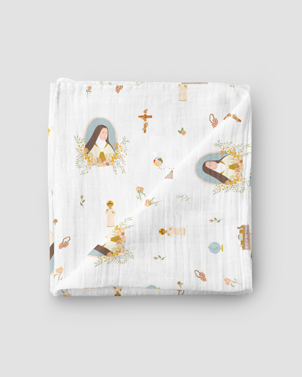 Saint Therese Swaddle Blanket