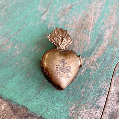 Sacred Heart Locket Box - Mini Gold