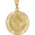 14K Yellow 18 mm Round Hollow St. Benedict Medal Crossroads Collective