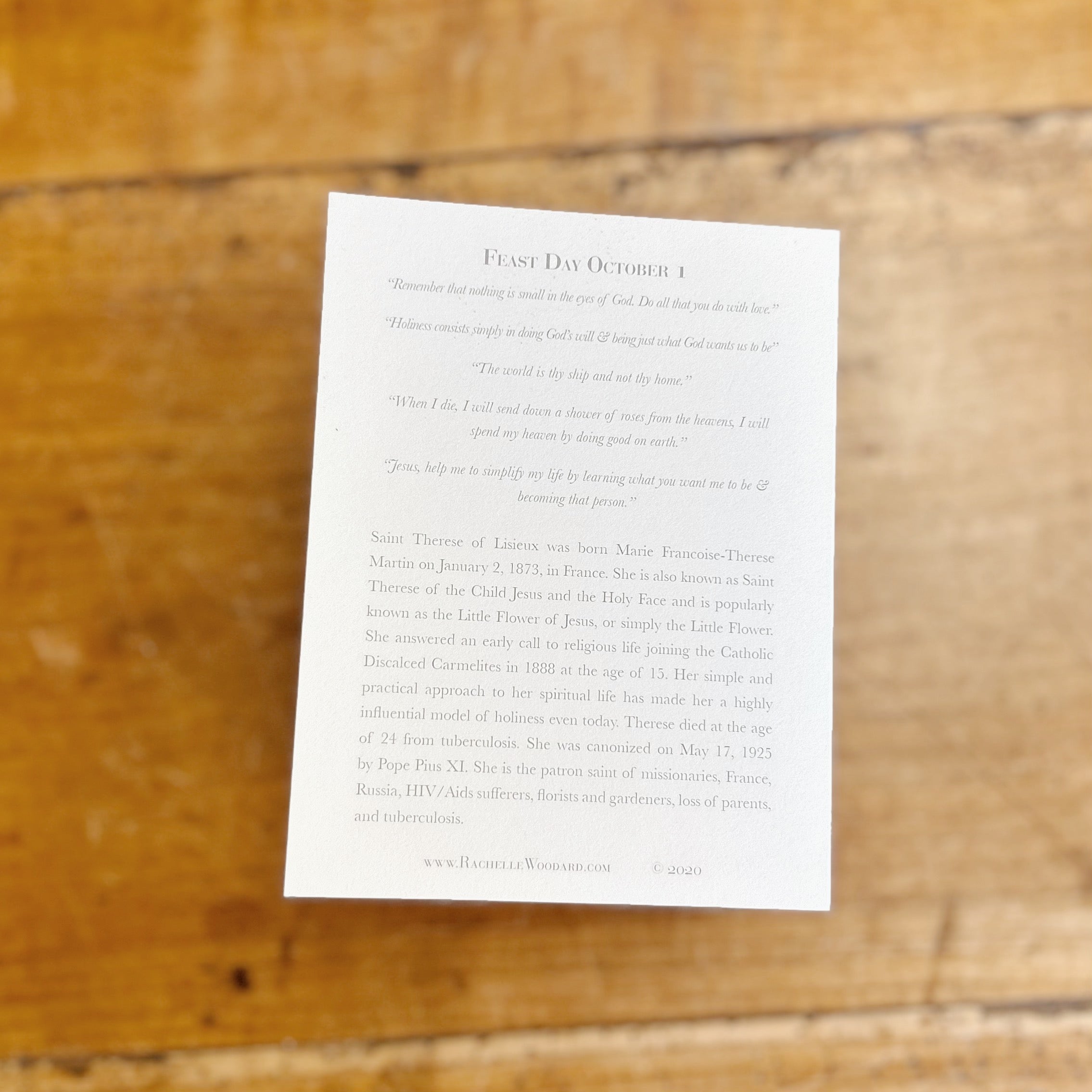 Saint Therese of Lisieux, Doctor of the Church Notecard with Envelope