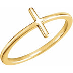 14K Yellow Sideways Cross Ring Crossroads Collective