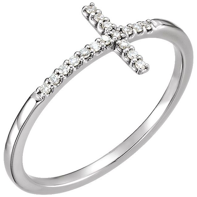 14K White .08 CTW Diamond Sideways Cross Ring Crossroads Collective