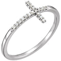 14K White .08 CTW Diamond Sideways Cross Ring Crossroads Collective