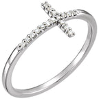14K White .08 CTW Diamond Sideways Cross Ring Crossroads Collective
