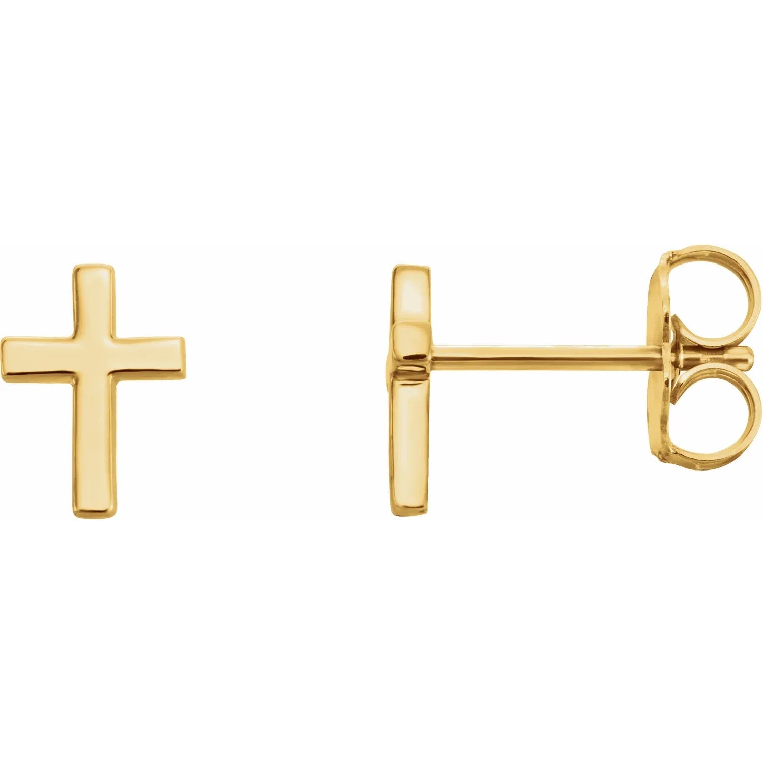 14K Yellow 7.5 mm Cross Earrings Crossroads Collective