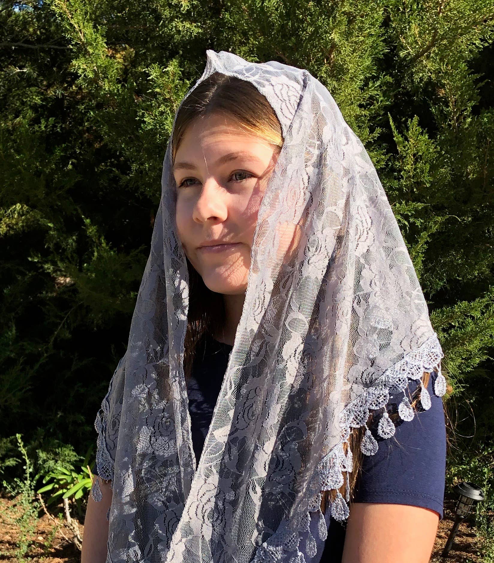 St. Clare of Assisi Veil  -GRAY  (60" x 20")