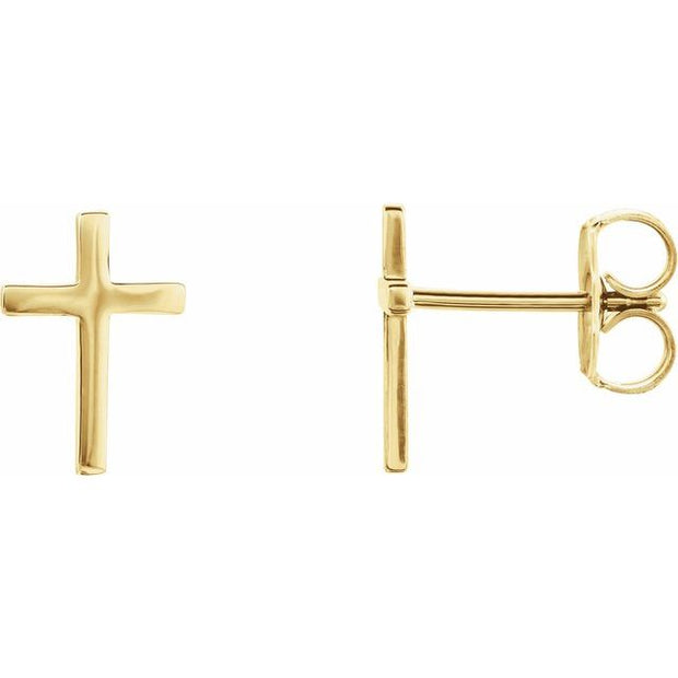 14KY 10MM Cross Earrings with Backs Jewelry Crossroads Collective