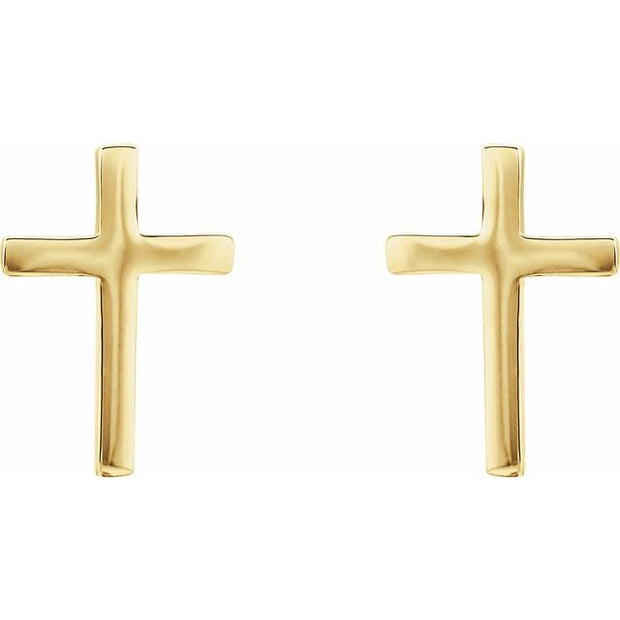 14KY 10MM Cross Earrings with Backs Jewelry Crossroads Collective
