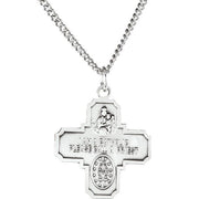Sterling Silver 25x24 mm Four-Way Cross Medal 24" Necklace Crossroads Collective