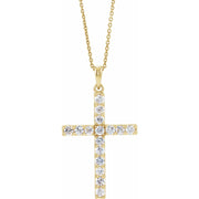 14K Yellow 1/4 CTW Diamond Cross 18" Necklace Crossroads Collective