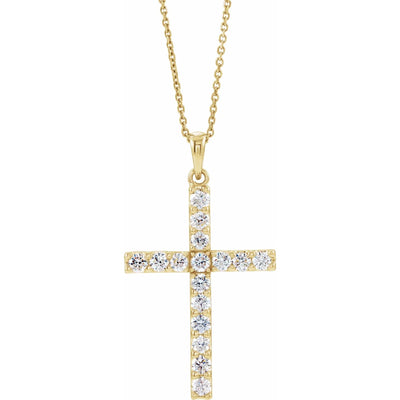 14K Yellow 1/4 CTW Diamond Cross 18" Necklace Crossroads Collective