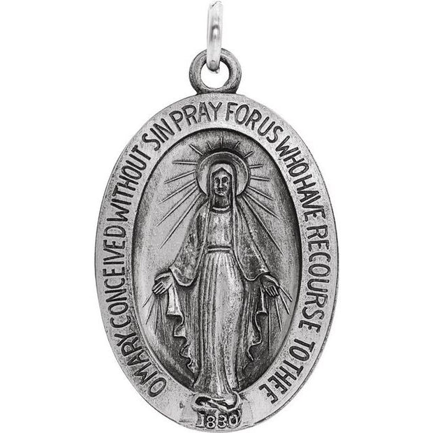 Sterling Silver 19x14 mm Oval Miraculous Medal Crossroads Collective