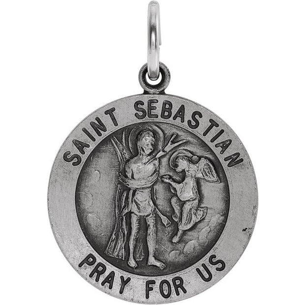Sterling Silver 18 mm Round St. Sebastian Medal Crossroads Collective