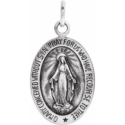 Sterling Silver 28.5x17.5 mm Oval Miraculous Medal Only Crossroads Collective