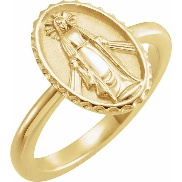 14K Miraculous Medal Ring Jewelry Crossroads Collective