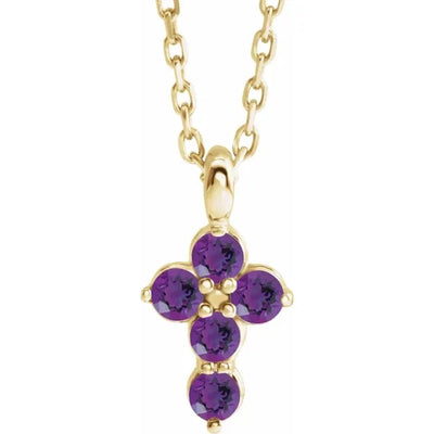 14K Yellow Amethyst Cross 16-18" Necklace Crossroads Collective