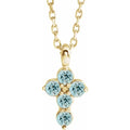 14K Yellow Aquamarine Cross 16-18" Necklace Crossroads Collective