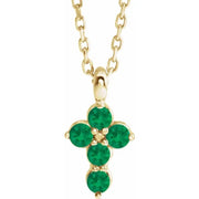14K Yellow Emerald Cross 16-18" Necklace Crossroads Collective