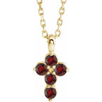 14K Yellow Mozambique Garnet Cross 16-18" Necklace Crossroads Collective
