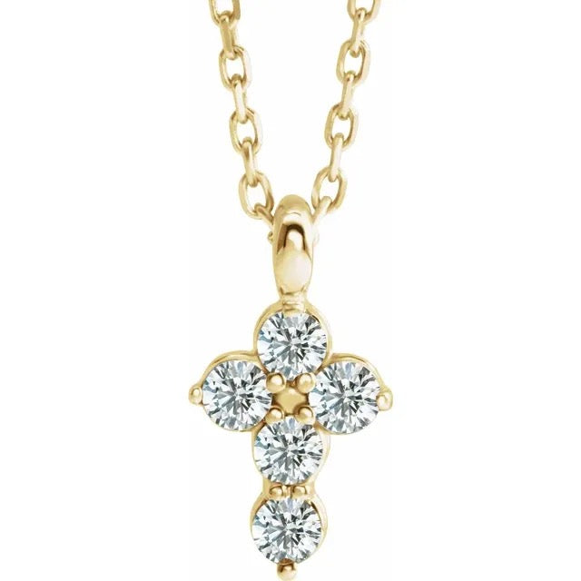 14K Yellow 1/6 CTW Diamond Cross 16-18" Necklace Crossroads Collective