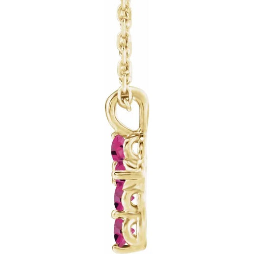 14K Yellow Pink Tourmaline Cross 16-18" Necklace Crossroads Collective