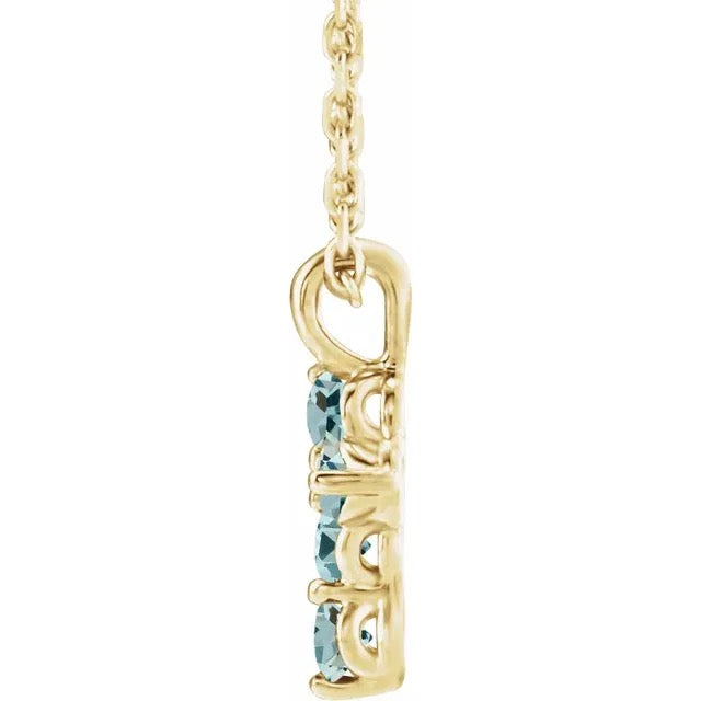 14K Yellow Aquamarine Cross 16-18" Necklace Crossroads Collective
