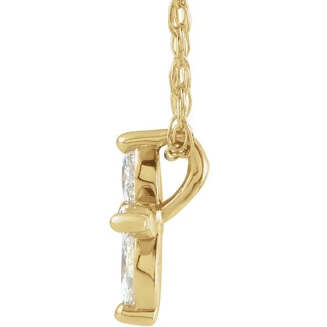 14K Yellow 1/6 CTW Diamond Marquise Cross 18" Necklace Crossroads Collective